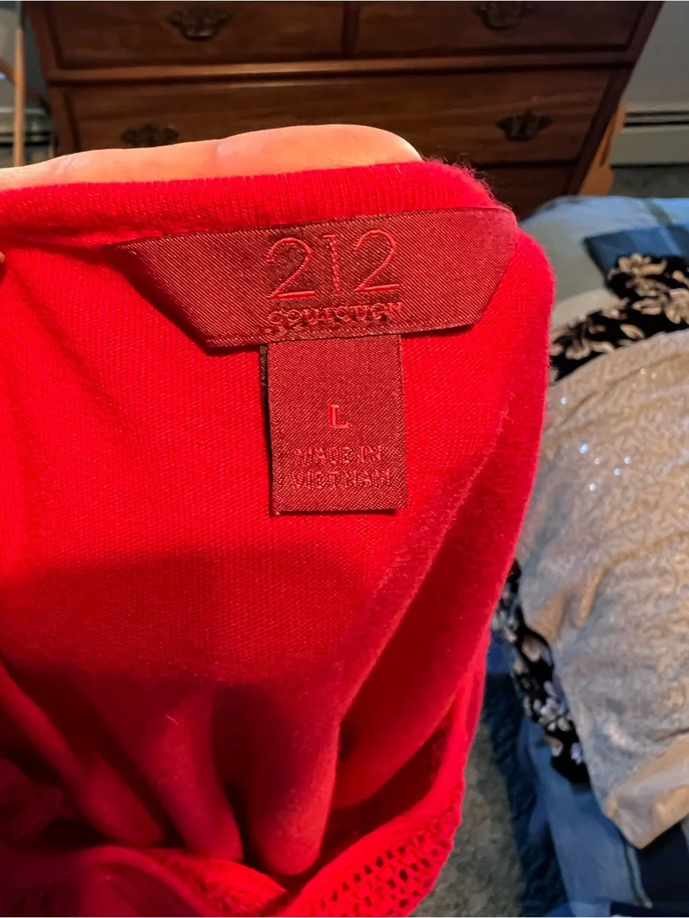 212 Collection Red Short-Sleeve Embellished Tee